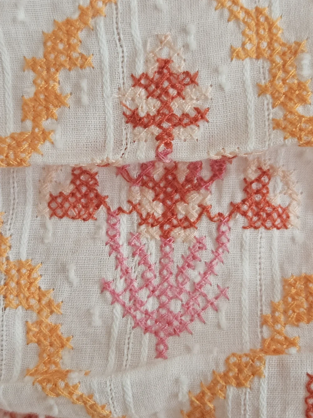 HELLO MOLLY Embroidered Strapless Ruched Mini Dress Size M Cotton Pink Orange - Picture 4 of 16